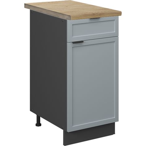 Küchenunterschrank Fame-Line, Hellblau-grau, 40 cm , AP Eiche, Vicco
