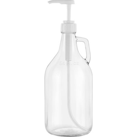 Fon verre 1,9 L pompe verrouillage qualité alimentaire sans BPA, lessive/sirops/gel douche/shampoing