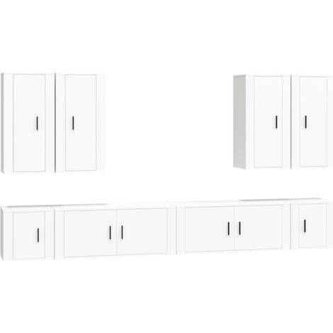 Maison Exclusive - 8-tlg. TV-Schrank-Set Weiß Holzwerkstoff