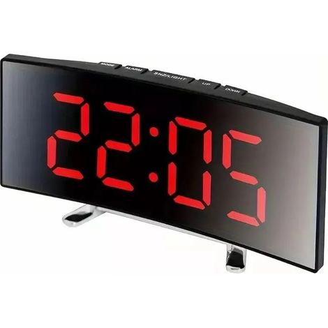 Réveil numérique LED rouge, horloge de table avec affichage température et fonction snooze (1/5)