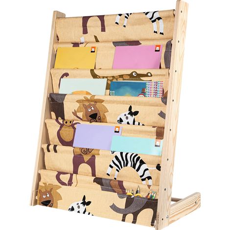 Bibliothèque Étagère à Livres pour Enfants Porte-revues 4 Compartiments,60x29x78cm