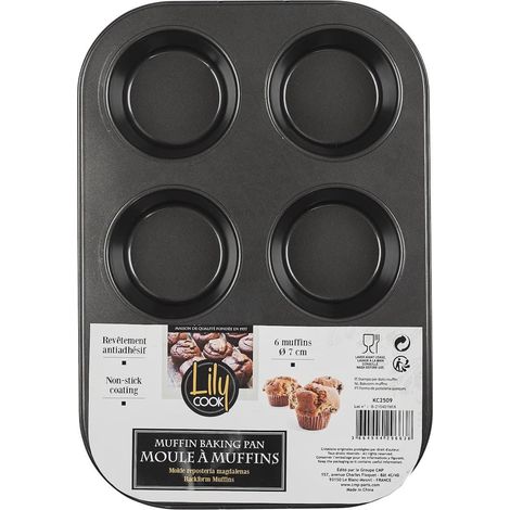 Moule à pâtisserie pour 6 muffins en métal gris (1/3)