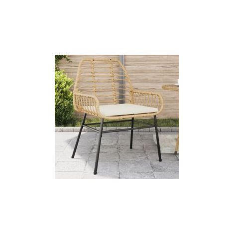 Chaises de jardin lot de 2 et coussins marron rotin (1/5)