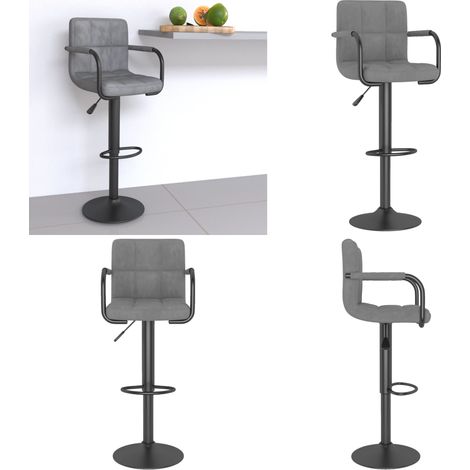 vidaXL Tabouret de bar Gris clair Velours (1/5)