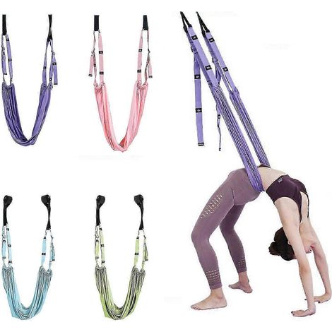 Corde de yoga aérien violette et sangle d'étirement pour soulager les douleurs dorsales (1/5)