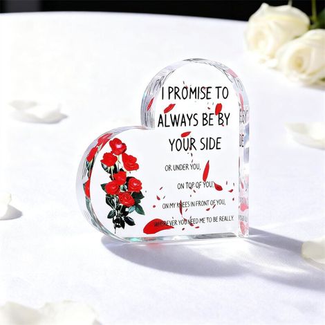 Plaque décorative acrylique cœur à poser sur bureau, cadeau souvenir élégant pour proches（10 cm) (1/4)