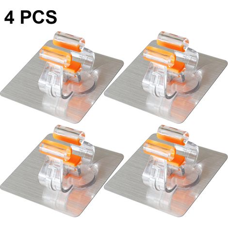 Lot de 4 supports pour balais, fixations murales, supports pour balais et serpillières, auto-adhésifs et ultra-résistants, sans perçage. Idéal pour la maison, la cuisine, le jardin et le garage. (1/4)