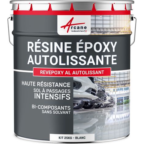 Arcane Industries – Résine époxy autolissante pour sol intérieur – Effet miroir – 25 kg blanc – Excellente résistance chimique et mécanique – Application sur béton et carrelage