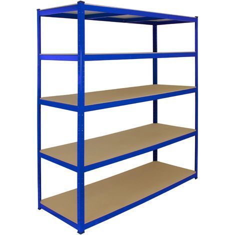 Scaffale in Acciaio Senza Bulloni T-Rax Blu Largo 160cm per Garage e Magazzino (1/5)