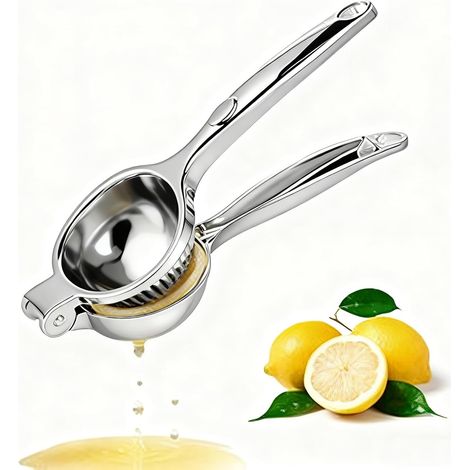 Presse Citron - Presse Manuelle - Presse Agrumes à Main 7cm de Diamètre, Acier Inoxydable, Durable, Maximum de Rendement en Jus, Parfaite pour Cuisine, Bar et Restaurant (Argent) (1/5)