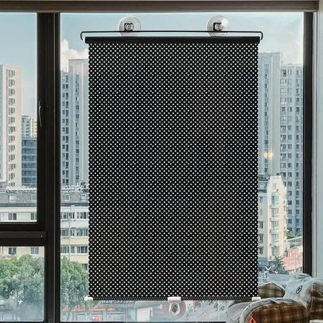 80x125cm Store Enrouleur pour fenêtre avec Ventouses Noir sans Perçage Rideau Protection Solaire UV et Isolation Thermique.Store À Rouleau Occultant Salon.Bureau.Voiture 80l x 125L cm (1/5)
