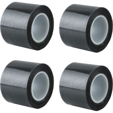 4 Rollos de cinta para reparar mosquiteras — Cinta adhesiva para reparación de ventanas, 200 cm x 5 cm, malla de fibra de vidrio autoadhesiva (negra)