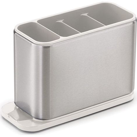 Surface™, Joseph Joseph, modèle Egouttoir à couverts en acier inoxydable, range-couverts de, utilisation principale en cuisine, caractéristiques divisées, siphon et base antidérapante, couleur grise. (1/5)
