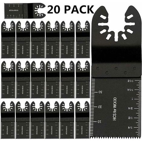 Lot de 20 Lames de Scie Oscillantes Universelles, multitool plus 34 mm Lame Outil Multifonction Précision À libération rapide Lames de scie oscillantes Pour Bosch Bois Plastique Métal Clous, Ensoleill (1/5)