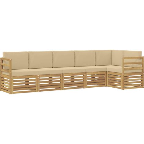 Conjunto de sofás de exterior 6 pcs y Beige 306 x 128,5 x 73 cm vidaXL