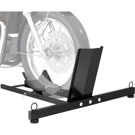 Bloque roue de moto pour pneu avant support de verrouillage réglable sur 14 niveaux pour Ø34-84 cm capacité 816,5kg noir (1/5)
