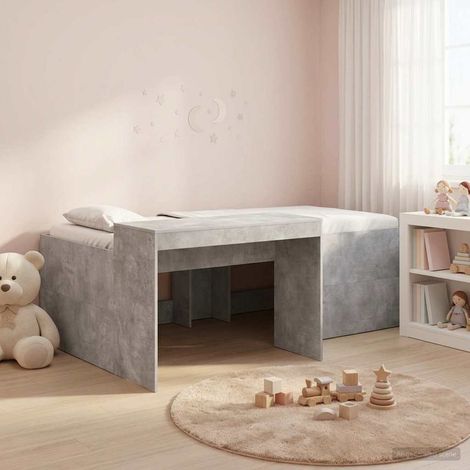 Cama alta para niños con escritorio Gris Hormigón 98.5 x 200 cm