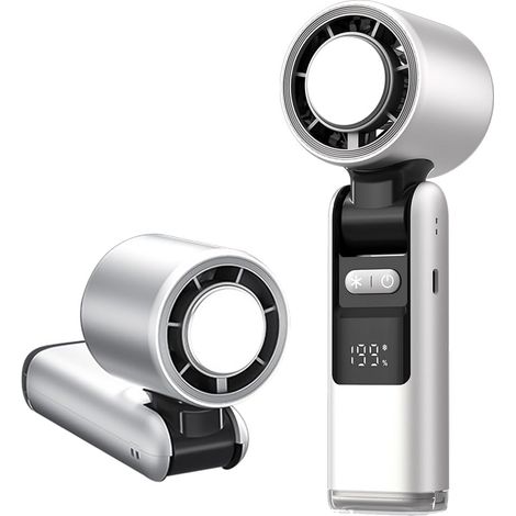 Mini Ventilateur Climatiseur Portable,Pliable Ventilateur Avec écran LED Fonction de Refroidissement,1-199 Vitesses de Vent 5000mAh Turbo Ventilateur de Cou Pour Le Plein Air, Le Camping,Bureaux-Blanc