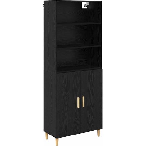 Maison Exclusive - Credenza Rovere Nero 69,5 x 32,5 x 180 cm Legno multistrato