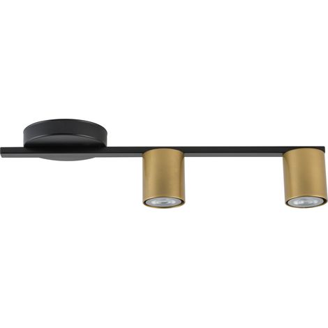 Plafonnier moderne noir/or 2 spots GU10 25W Sky Sigma (1/4)