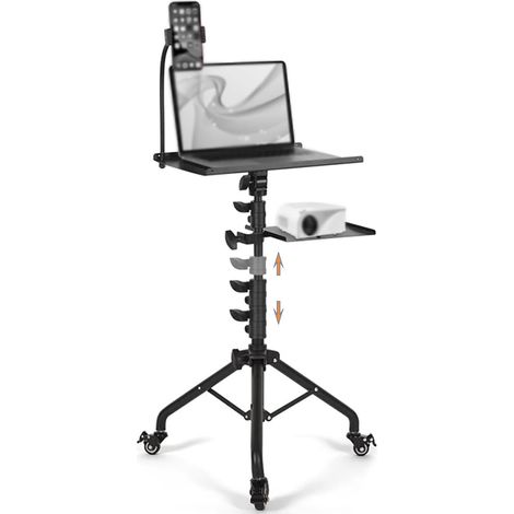 Support Videoprojecteur Sur Pied，Trepied Videoprojecteur，Hauteur Réglable de 65cm à 120cm,Rotation de 180°,Pied Polyvalent avec Roulettes Métalliques,Trépied de Projecteur pour Bureau et Maison (1/5)