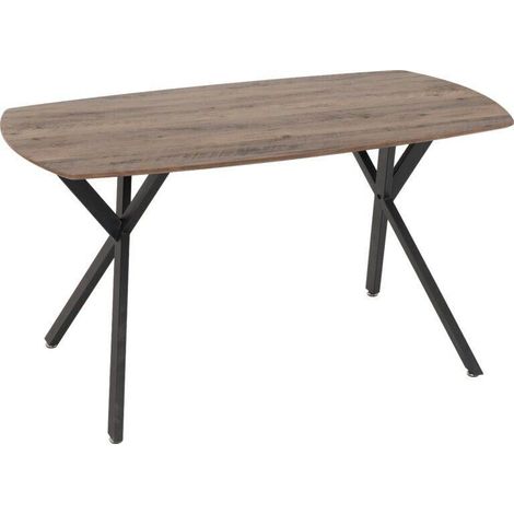 Athens Rectangular Dining Table - L80 x W140 x H75 cm - Medium Oak Effect/Black (1/4)