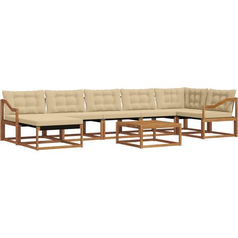 Outdoor-Sofagarnitur 22 pcs Natur und Beige Massivholz Akazie vidaXL