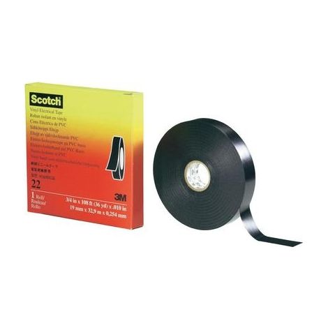 3M Scotch 22 Cinta Aislante Eléctrica PVC Negra 33m x 38mm