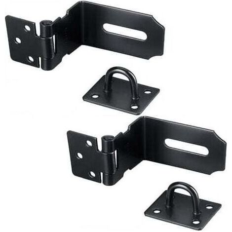 90 Degrés Loquet de porte en acier inoxydable , 5 Inch Loquet de Sécurité à Moraillon de sécurité Verrou Porte Fermoir de Cadenas pour chambre à coucher, garage, fenêtre noir (1/4)