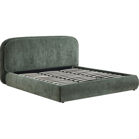Lit coffre 160 x 200 cm – Tissu texturé – Vert – ZORIMA