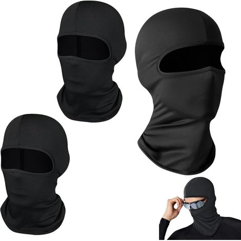 3er-Set Sturmhauben für Damen und Herren – Dünne Skimaske mit UV-Schutz – Atmungsaktiv und winddicht – Einheitsgröße für Motorradfahren, Radfahren und andere Outdoor-Sportarten (schwarz), Schwarz, 40 (1/5)