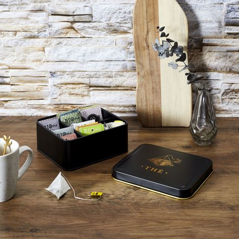 BOITE METAL NOIR ET DORE SACHET DE THE M8 (1/5)