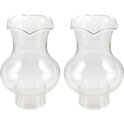 Lot de 2 abat-jour de rechange en verre pour cheminée de lampe à pétrole vintage, coupe-vent, pour une utilisation intérieure et extérieure. (1/5)