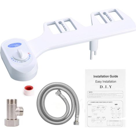 Deluxe Dusch-WC zur optimalen Intimpflege Intimdusche durch Warmwasser Funktion für Damen mit 63cm geflochtenem Schlauch, 3/8 Standard Körperreiniger (1/4)