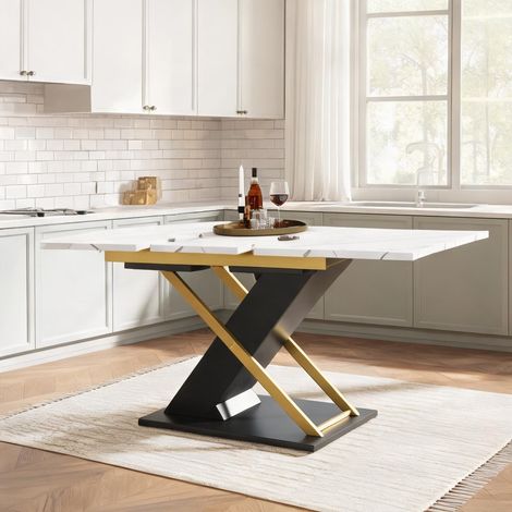 Table de salle à manger en mDF métal 160 x 80 x 75,4 cm (1/5)