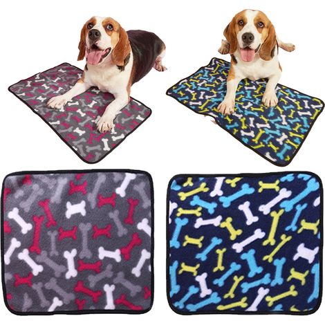 2 couvertures pour chien, polaire corail, douces et chaudes, plaid pour chats et chiots, tapis de cage adaptable à toutes les tailles (1/5)