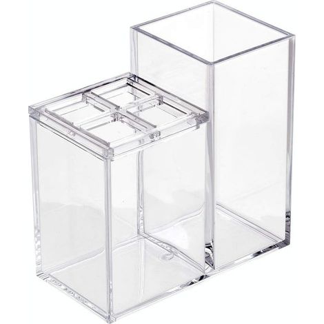 porte brosse à dent, rangement salle de bain en plastique pour 4 brosses à dents et dentifrice, support brosse à dents pratique pour le lavabo ou le placard, transparent (1/5)