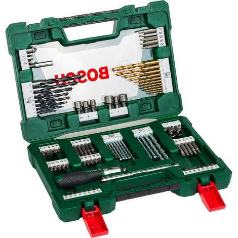 Bosch – Coffret multi-outils 91 pièces – Forets HSS-tin, forets à pierre et à bois – Embouts de vissage 50 mm – Boîtier V-Line - 2607017311