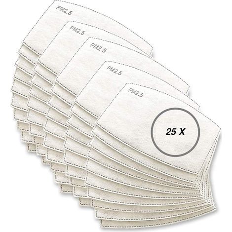 25 filtros desechables para mascarillas, 5 capas de filtración protectora PARA adultos (1/4)