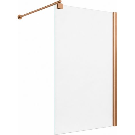OTITEC Paroi de douche PRAIA 100 x 200 cm cuivre brossé verre transparent 6 mm (1/4)