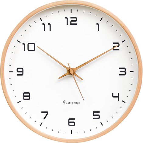 Ergocar Wanduhr, moderne, geräuschlose, runde Wanduhr aus Holz, batteriebetriebene Dekorationsuhr, für Wohnzimmer, Flur, Küche, Büro (1/5)