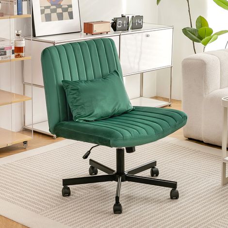 Bürostuhl grün aus Stoff höhenverstellbar mit 360°-Drehfunktion, Rollen und Polsterkissen (1/3)