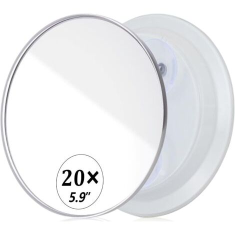 Miroir grossissant x20, Miroir grossissant x20, Ventouse , comme Miroir de Maquillage mganifiant, Miroir de Poche pour Maquillage des 150mm Blanc (1/5)