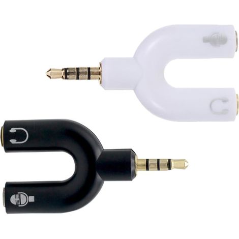 Convertisseur Séparateur Audio 3,5 Mm 2pcs en PVC Blanc, Adaptateur Répartiteur pour Casque et Microphone, pour Applications Portables (1/5)