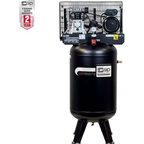 SIP VN3/150-SB 150ltr Vertical Belt Drive Compressor - L76 x W60 x H198 cm