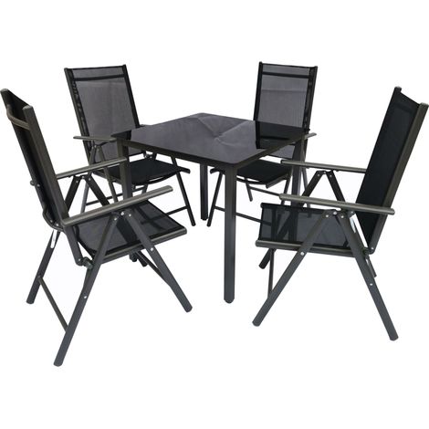 5 tlg Alu Glas Gartenset Sitzgruppe 80SW