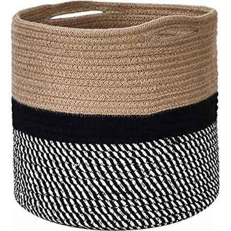 BEBUSINGOTO Cesta de lavandería de cuerda de algodón, cesta de almacenamiento de cuerda de algodón tejida, cesta de baño plegable de 28 x 28 cm para juguetes y manualidades. (1/5)