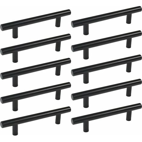 10pcs Poignée de Placard Porte de Cuisine Espacement des Trous de 128mm, Poignée Meuble Noir en Acier Inoxydable (1/5)