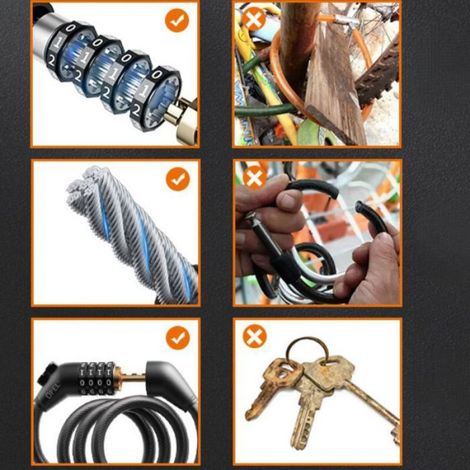 Antivol Velo,Cadenas de velos Long 80mm x 12mm,Câble Antivol pour Vélo Scooter Motos Portail Vélo avec 4 Chiffres Intelligente Cod (1/4)