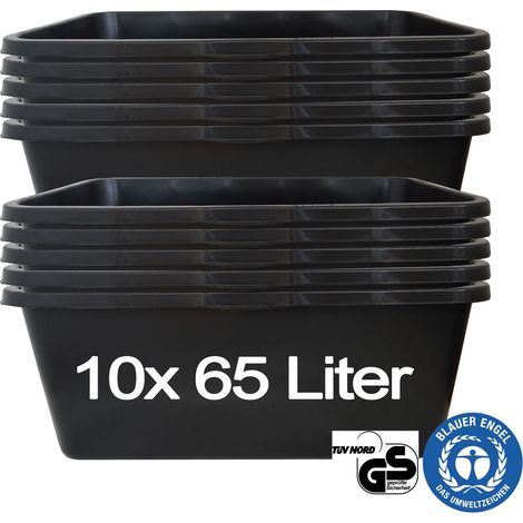 Hossi's Wholesale – 10 Stück Mörtelwanne 65 Liter für Baustelle, Haushalt, Garten, Industrie UVM. – Mörtelkübel für Mörtel, Beton, Schutt & Baustoffe – extrem Stabiler Baueimer mit verstärktem Boden (1/2)